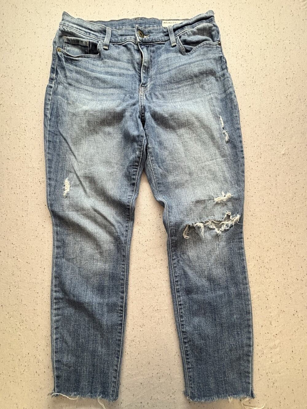 Y2K Pistola High Rise Skinny Jeans Womens 31 Blue Distressed Raw Hem P8660SF USA